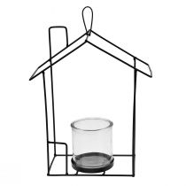 Artikel Lantaarn om op te hangen glas metaal decoratief huis zwart H25cm
