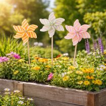 Artikel Tuinpaal in de vorm van een windmolen, aantrekkelijke decoratie voor terras, tuin en balkon, 47 cm, 3 stuks