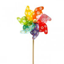 Tuinpaal Windmolen Pinwheel Tuindecoratie Kleurrijk Ø31cm H75cm