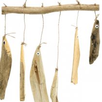 Maritieme visdecoratie, drijfhout windgong, houtdecoratie L50cm B30cm