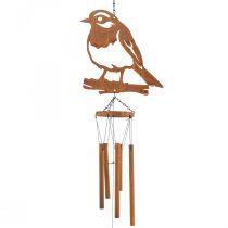 Windgong gong metaal tuin vogel patina 22,5x82cm
