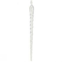 Artikel Winterdecoratie ijspegels om op te hangen helder zilver 28cm 3st