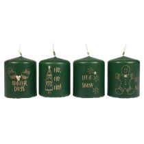 Artikel Groene kerstkaarsen, set van 4, Ø5cm, H6cm, Adventsdecoratie