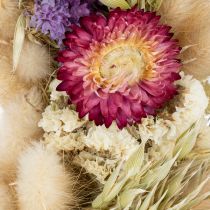Artikel Krans van gedroogde bloemen, feestelijke tafeldecoratie voor speciale gelegenheden en seizoenen, 25 cm