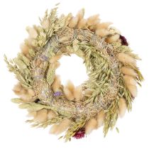 Artikel Krans van gedroogde bloemen, feestelijke tafeldecoratie voor speciale gelegenheden en seizoenen, 25 cm