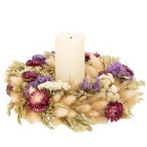 Artikel Krans van gedroogde bloemen, feestelijke tafeldecoratie voor speciale gelegenheden en seizoenen, 25 cm