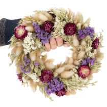 Artikel Krans van gedroogde bloemen, feestelijke tafeldecoratie voor speciale gelegenheden en seizoenen, 25 cm