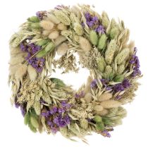Artikel Krans van gedroogde bloemen voor de lente en zomer, voor op tafel en bij de voordeur, voor speciale gelegenheden met kleurrijke accenten, 26 cm