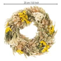 Artikel Krans van gedroogde bloemen, natuurlijke decoratie voor tafel, woonkamer en hal, 25 cm