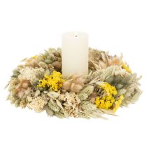 Artikel Krans van gedroogde bloemen, natuurlijke decoratie voor tafel, woonkamer en hal, 25 cm