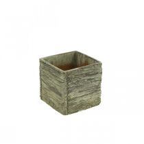 Artikel Bloempot vierkant 12x12cm beton kubus houtlook