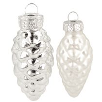 Artikel Kegeltjesmix van glas zilver 5cm 14 stuks