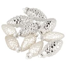 Artikel Kegeltjesmix van glas zilver 5cm 14 stuks