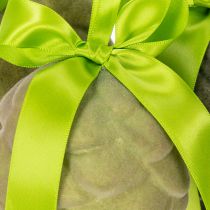 Artikel Decoratieve dennenappels om op te hangen, met fluweel beklede dennenappels met lint en strik, 18 cm, 3 stuks