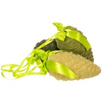 Artikel Kunstmatige dennenappelhangers met cadeaulint en strik, 23 cm, 3 stuks