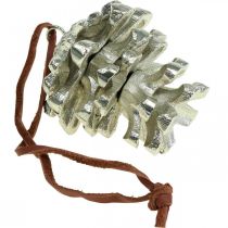 Artikel Dennenappel decoratieve kegels om zilver op te hangen H6cm