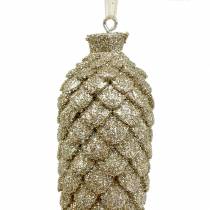 Artikel Kerstboomdecoraties kegels goud glitter 11cm 4st