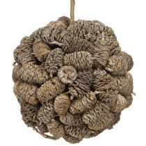 Artikel Kegelbol voor het ophangen van elzen kegels wit gewassen 12cm