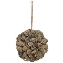Artikel Kegelbol voor het ophangen van elzen kegels wit gewassen 12cm