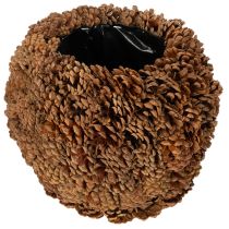 Artikel Decoratieve plantenpot met dennenappels, natuurlijke uitstraling, 27 cm. Ronde pot met dennenappels, naturel bruin, gemaakt van dennenappels, 27 cm x 22 cm.