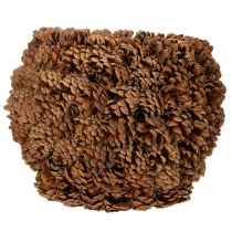 Artikel Decoratieve plantenpot met dennenappels, natuurlijke uitstraling, 27 cm. Ronde pot met dennenappels, naturel bruin, gemaakt van dennenappels, 27 cm x 22 cm.