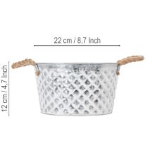 Artikel Zinken schaal, decoratieve schaal, metaal met touwgreep, Ø22cm H12cm