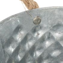 Artikel Ovale zinken kom met touwgrepen, 27 cm x 17,5 cm, H12 cm
