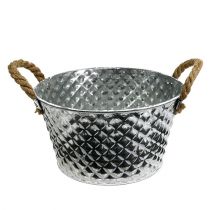 Artikel Zinkkom rond met touwgrepen Ø25cm H14cm