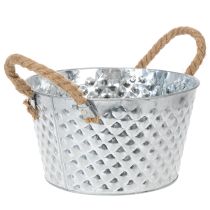 Artikel Ronde zinken kom met touwgrepen Ø25cm H14cm