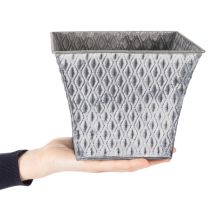 Artikel Zinken pot met diamantpatroon, H15cm