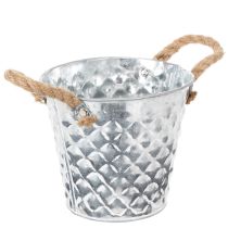 Artikel Zinken pot met touwgrepen Ø14,5cm H13cm