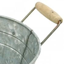 Zinkkuip bloemenkuip metaal houten handvat L57.5cm B31.5cm