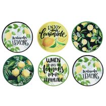 Artikel Citroen decoratieve keramische onderzetters rond assorti Ø10,5cm 6st