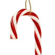 Artikel Suikerrietvormige voedselpop, rood en wit, voor hangende decoratie.