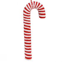Artikel Snoepstokken decoratie Kerst rood wit fleece H22cm 6 st