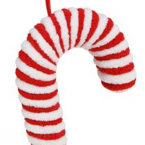 Artikel Snoepstokken decoratie Kerst rood wit fleece H22cm 6 st