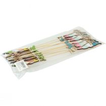 Artikel Dwergdecoratie met bloem bloemplug hout 4×10,5cm 12st