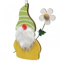 Artikel Lentedecoratie kabouter om houten dwerg met bloem op te hangen H17cm 6 st