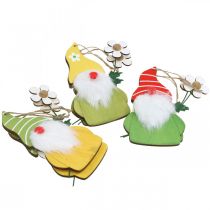 Artikel Lentedecoratie kabouter om houten dwerg met bloem op te hangen H17cm 6 st