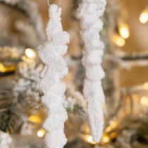 Artikel IJspegeldecoratie besneeuwde kerstboomdecoratie 14cm 4 stuks