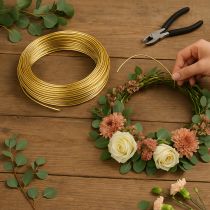 Artikel Goudkleurige aluminiumdraad, 2mm, 60m, 500g, buigzame draad voor decoratie en sieraden.