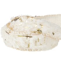Artikel Lint met bont decoratief lint crème goud imitatiebont 25mm 15m