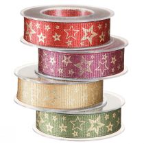 Artikel Cadeaulint sterrenlint met sterren gekleurd 25mm 15m