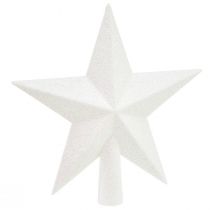 Artikel Sprankelende witte boomtopper 19 cm - onbreekbaar en glinsterend, perfect voor elegante kerstversieringen