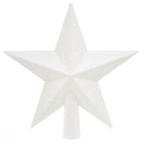 Artikel Sprankelende witte boomtopper 19 cm - onbreekbaar en glinsterend, perfect voor elegante kerstversieringen