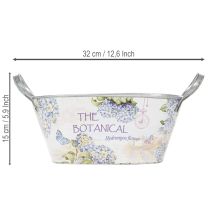 Artikel Ovale metalen bloemenvaas met handvatten, voor hortensia's, 32×15×15 cm