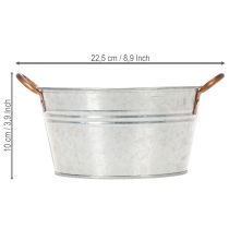 Artikel Ronde bloemenvaas met handvatten, metalen schaal Ø17,5 cm H9 cm