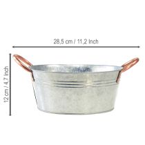 Artikel Ronde bloemenvaas met handvatten, metalen schaal, Ø21cm, H9,5cm