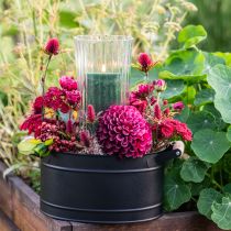 Artikel Bloempot metaal ovaal handvat zwart naturel 34x19,5x15cm