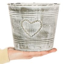 Artikel Shabby Chic metalen bloempot met hartvormig ontwerp, Ø22cm, H17.5cm